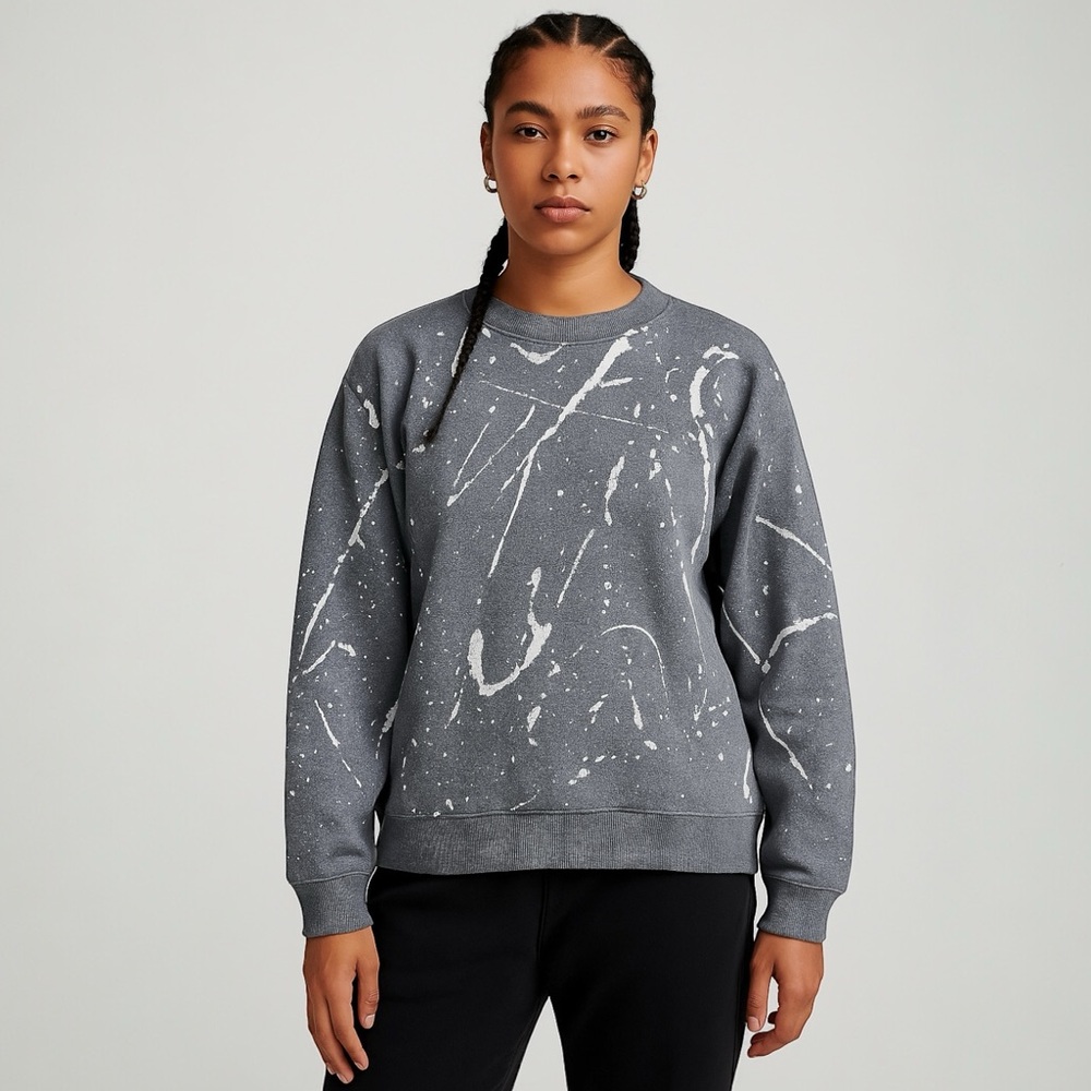 Beans plus x Issey Miyake Gray Splatter Design Men's Sweater